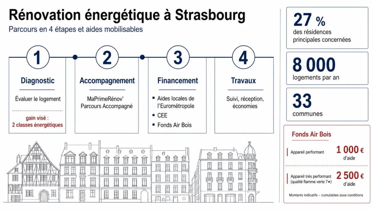 Rénovation énergétique Strasbourg : aides clés, étapes et chiffres à retenir
