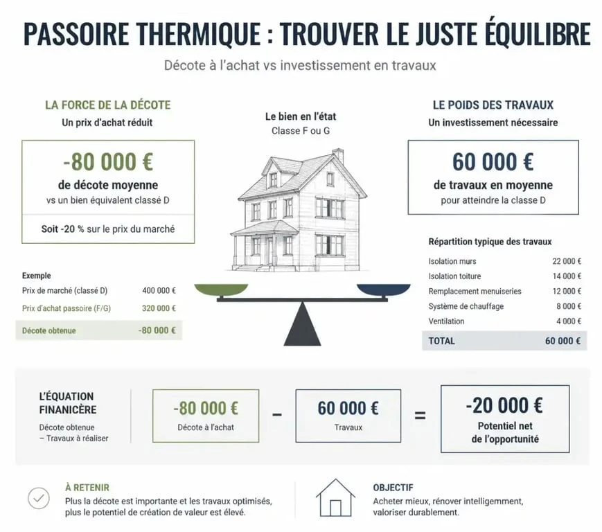 Comparatif entre décote à l'achat et coût des travaux pour une maison DPE G