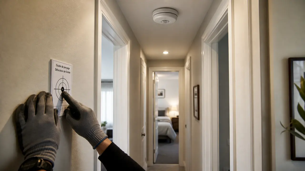 Où placer un détecteur de fumée : détecteur au plafond dans un couloir