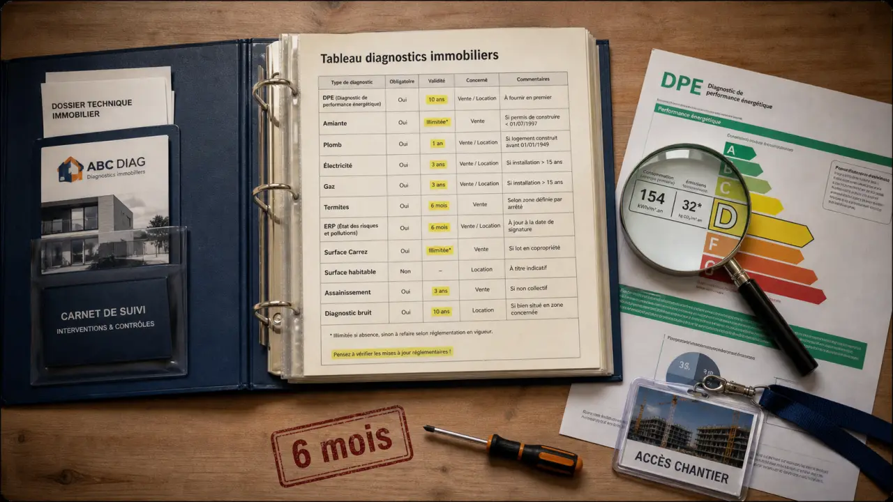 Tableau diagnostic immobilier : durées validité vente ou location