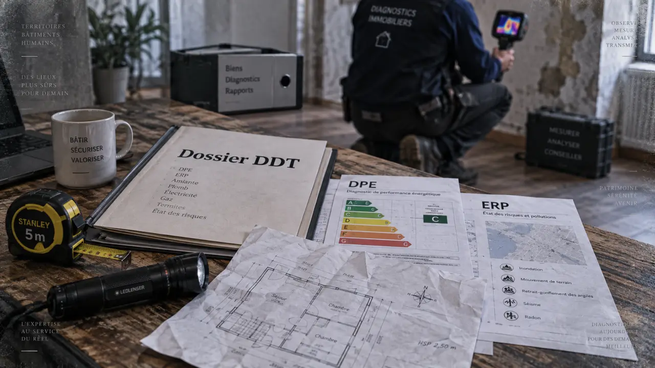 Diagnostic immobilier plougastel daoulas : dossier DDT et DPE sur table
