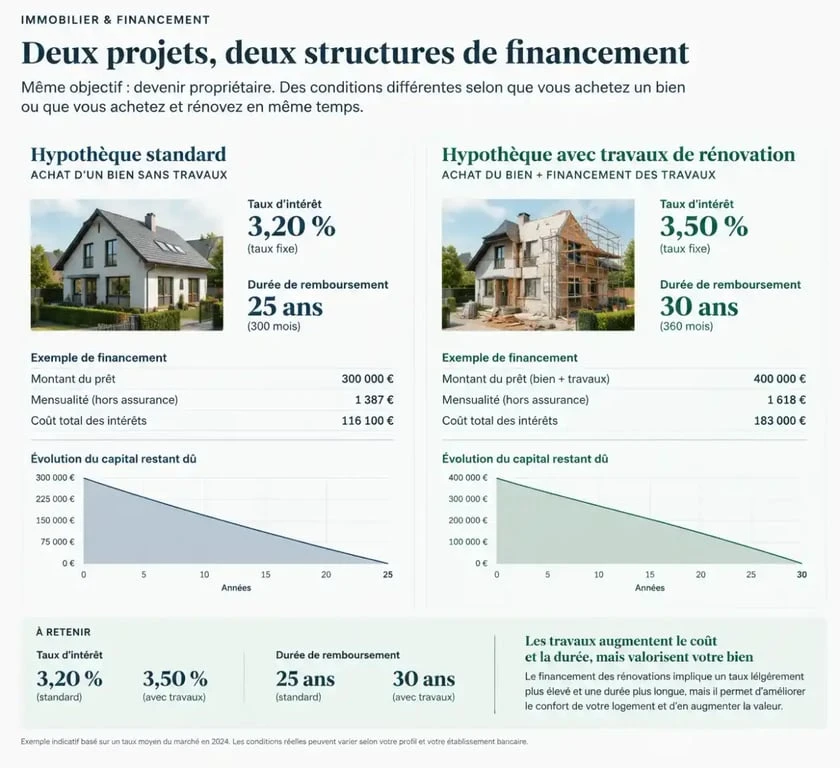 Comparatif financier pour acheter une maison avec travaux et choisir son prêt immobilier