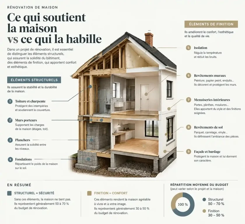 Schéma explicatif pour acheter une maison avec travaux et réussir son projet de rénovation
