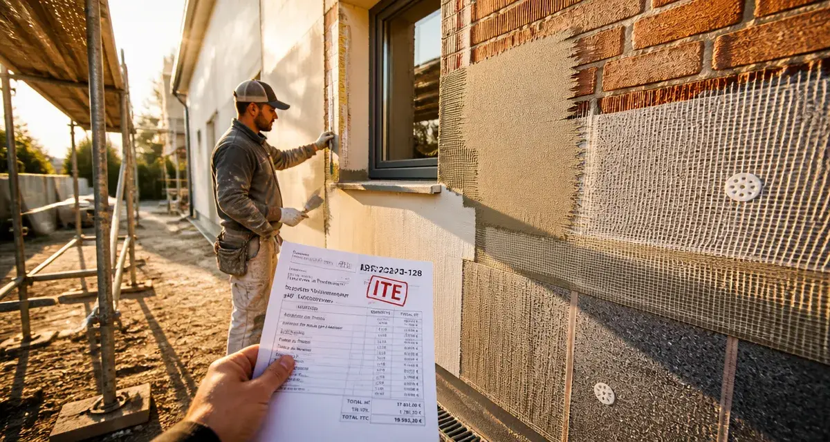 Isolation thermique extérieure l'union : détail façade ITE en chantier