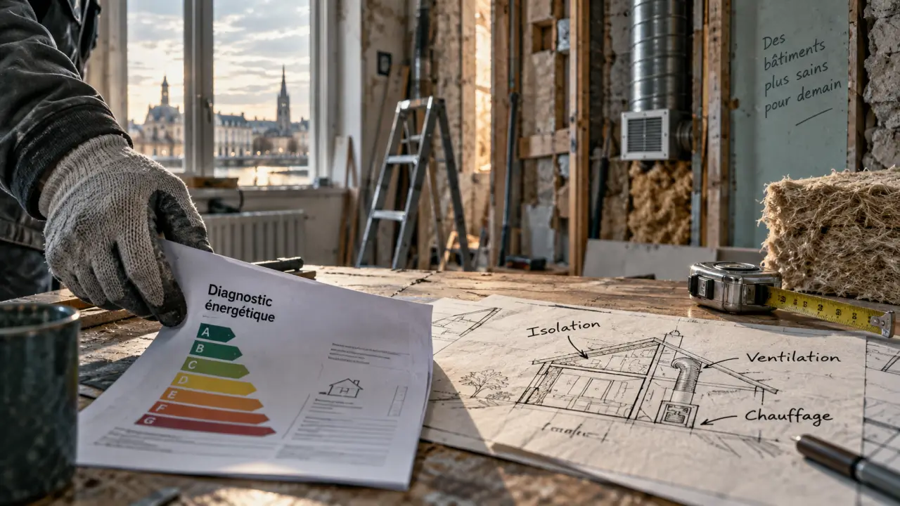 Rénovation énergétique globale bordeaux : diagnostic DPE sur chantier de rénovation