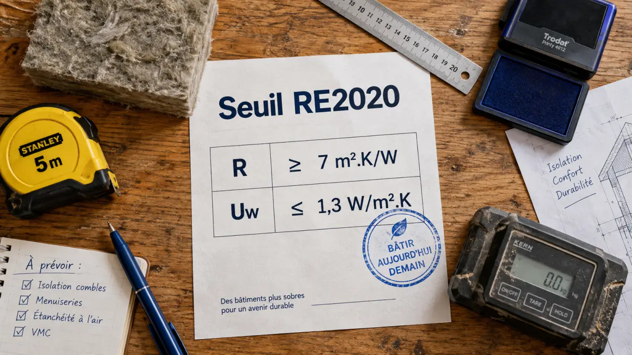 Normes isolation thermique 2025 : échantillon d’isolant et seuil RE2020